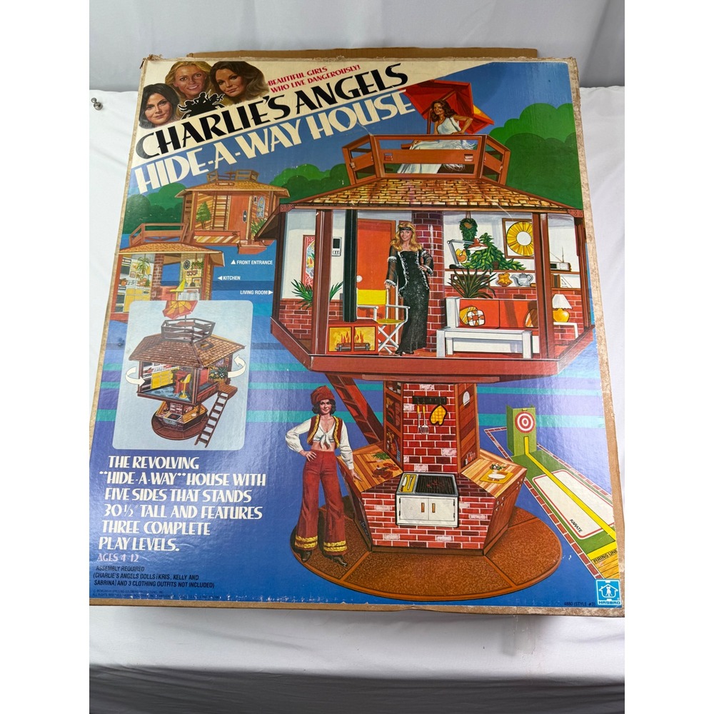 Vtg 1977 Charlies Angels Hide-A-Way House Playset Hasbro Boxed Instructions 70s